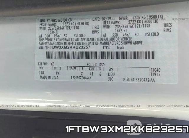 1FTBW3XM2KKB23257 фото 10
