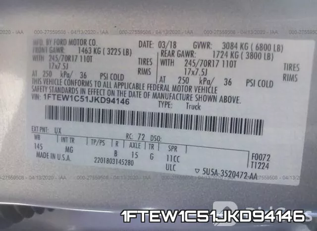 1FTEW1C51JKD94146 фото 10