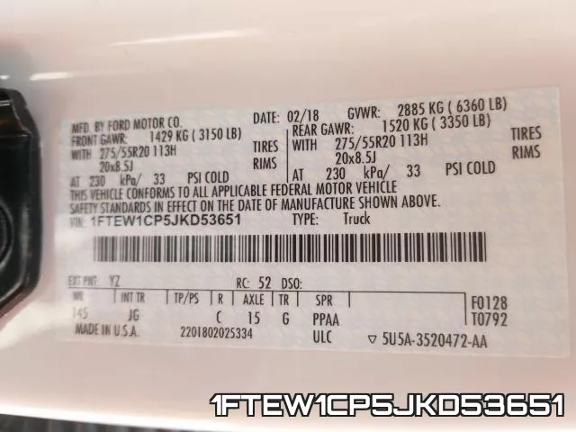 1FTEW1CP5JKD53651 фото 2