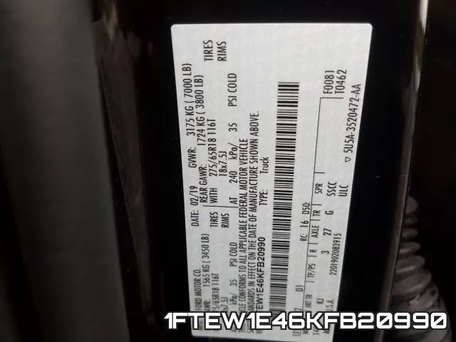 1FTEW1E46KFB20990 фото 2