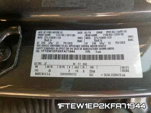 1FTEW1EP2KFA71944 фото 2