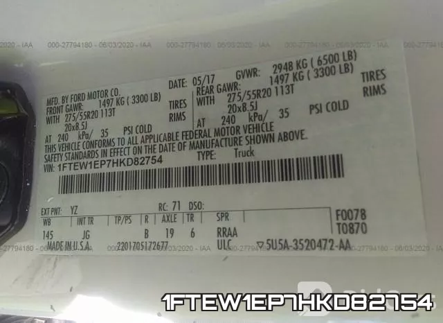 1FTEW1EP7HKD82754 фото 10