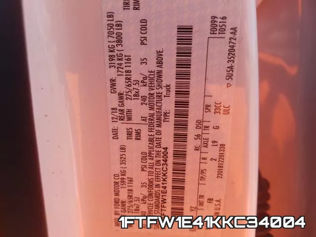 1FTFW1E41KKC34004 фото 2