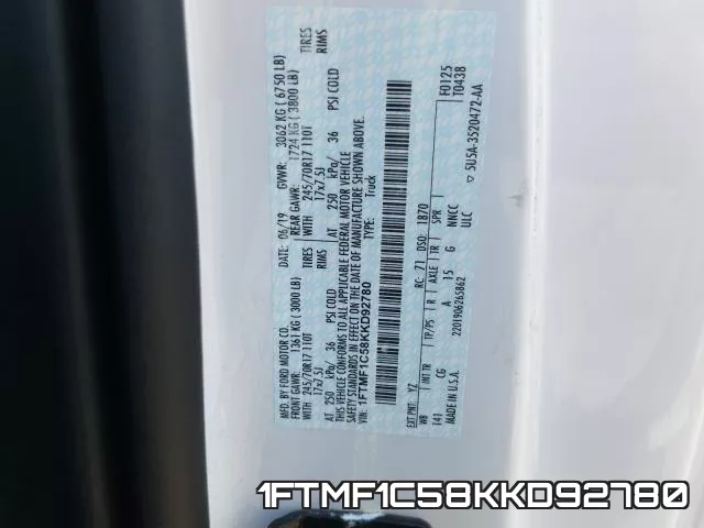 1FTMF1C58KKD92780 фото 2