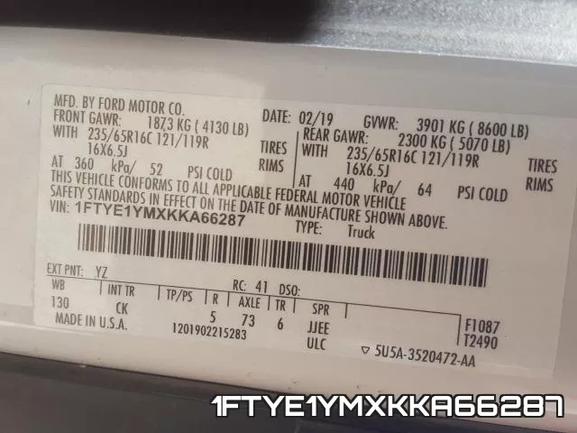 1FTYE1YMXKKA66287 фото 2
