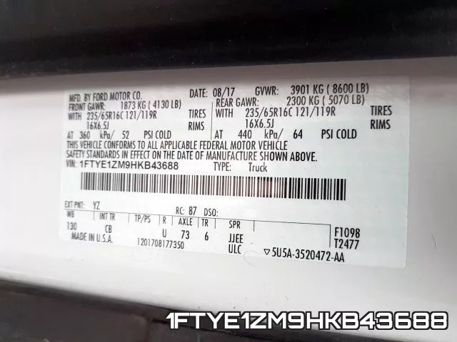1FTYE1ZM9HKB43688 фото 2