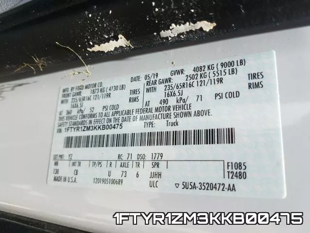 1FTYR1ZM3KKB00475 фото 2