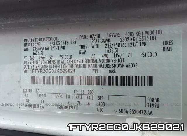 1FTYR2CG0JKB29021 фото 10
