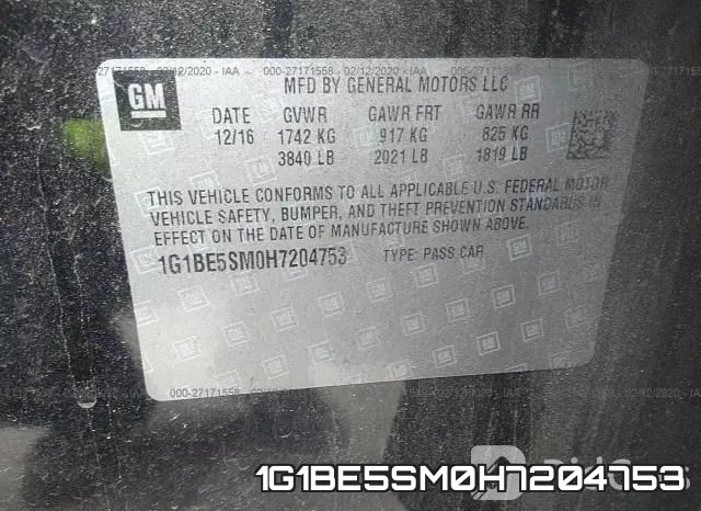 1G1BE5SM0H7204753 фото 10