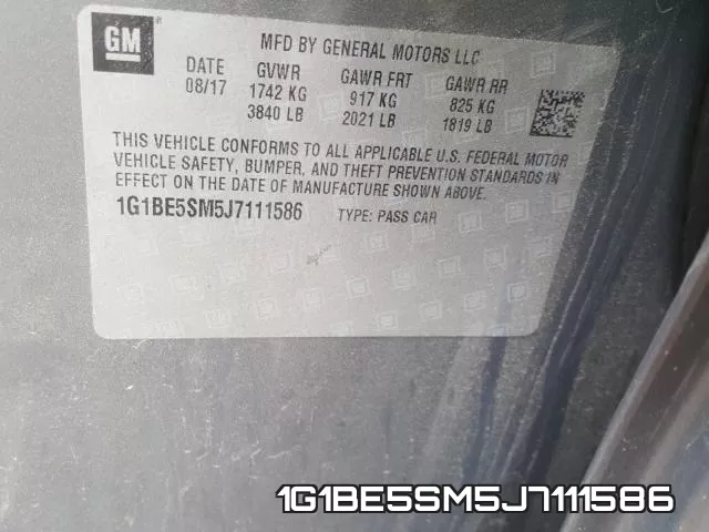 1G1BE5SM5J7111586 фото 2