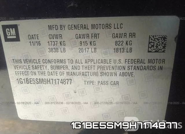 1G1BE5SM9H7174877 фото 10