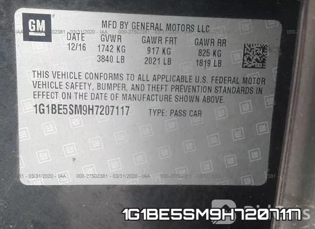 1G1BE5SM9H7207117 фото 10