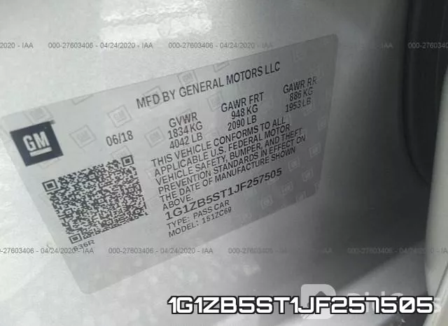 1G1ZB5ST1JF257505 фото 10