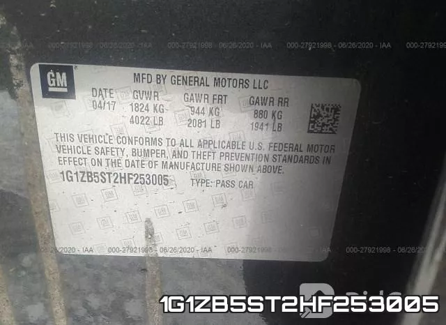 1G1ZB5ST2HF253005 фото 10