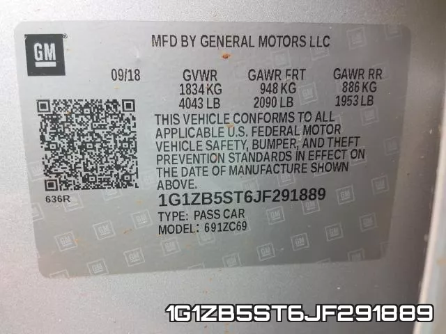 1G1ZB5ST6JF291889 фото 2