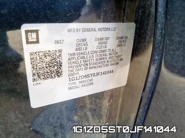 1G1ZD5ST0JF141044 фото 2