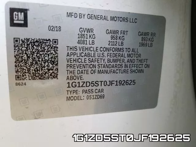 1G1ZD5ST0JF192625 фото 2