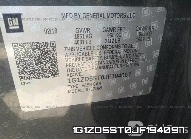 1G1ZD5ST0JF194097 фото 10