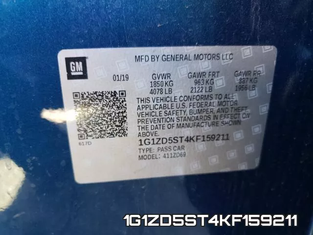 1G1ZD5ST4KF159211 фото 2