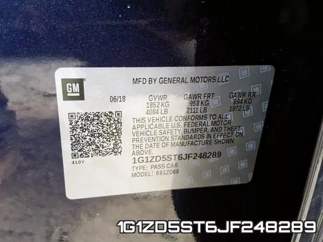 1G1ZD5ST6JF248289 фото 2