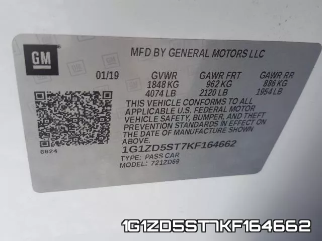 1G1ZD5ST7KF164662 фото 2