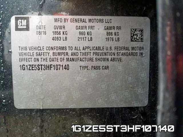 1G1ZE5ST3HF107140 фото 2
