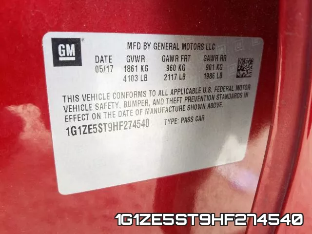 1G1ZE5ST9HF274540 фото 2