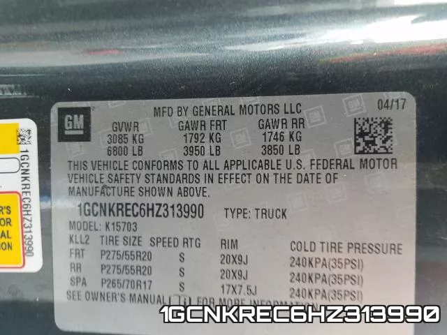 1GCNKREC6HZ313990 фото 2