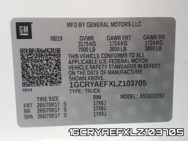1GCRYAEFXLZ103705 фото 2