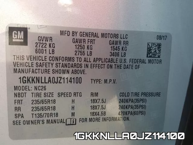 1GKKNLLA0JZ114100 фото 2