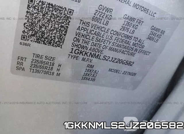 1GKKNMLS2JZ206582 фото 10