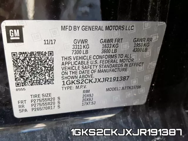 1GKS2CKJXJR191387 фото 2