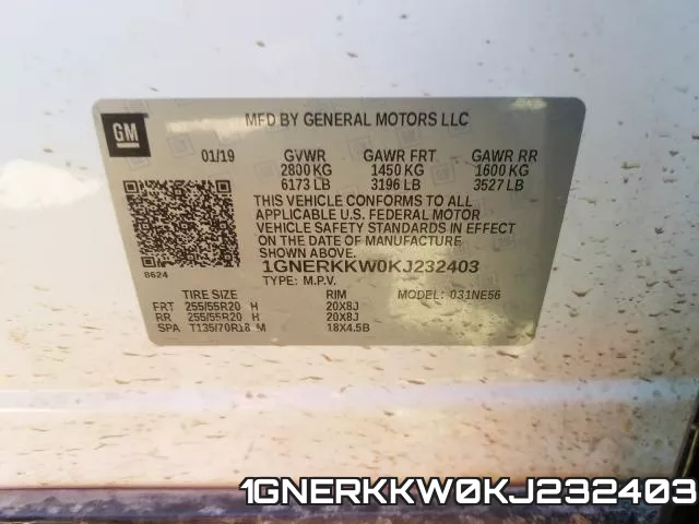 1GNERKKW0KJ232403 фото 2