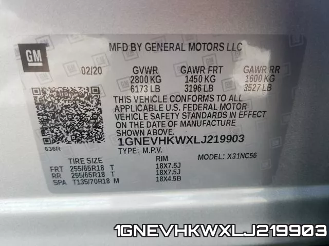 1GNEVHKWXLJ219903 фото 2