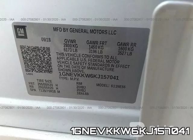 1GNEVKKW6KJ157041 фото 10