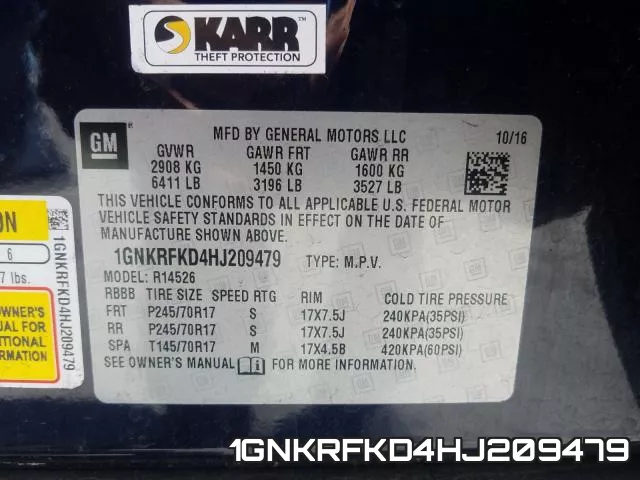 1GNKRFKD4HJ209479 фото 2