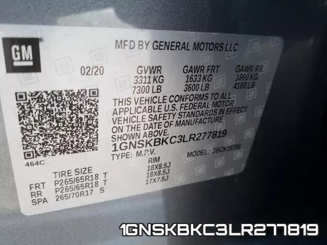 1GNSKBKC3LR277819 фото 2