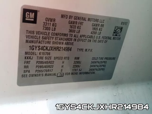 1GYS4CKJXHR214984 фото 2