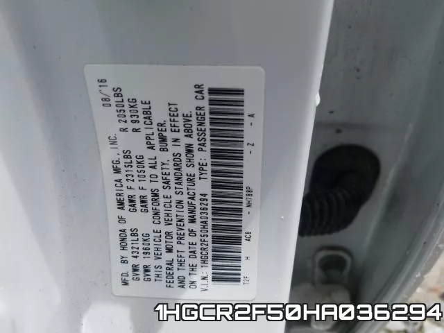 1HGCR2F50HA036294 фото 2
