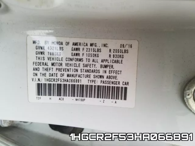 1HGCR2F53HA066891 фото 2