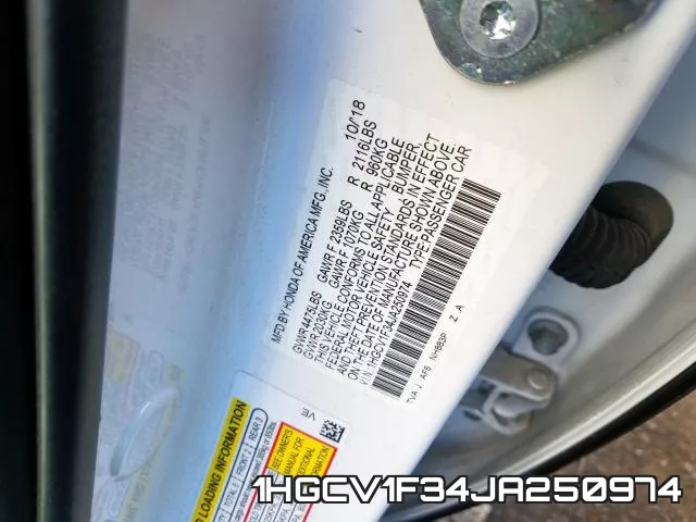 1HGCV1F34JA250974 фото 2