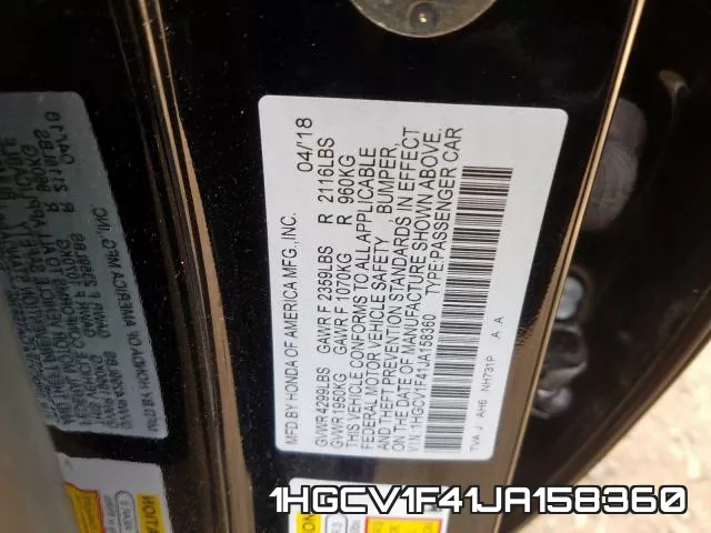 1HGCV1F41JA158360 фото 2