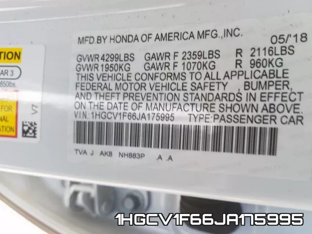 1HGCV1F66JA175995 фото 2