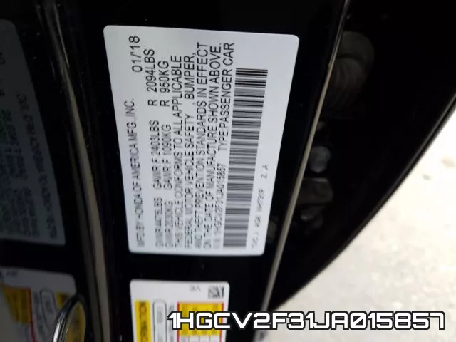 1HGCV2F31JA015857 фото 2