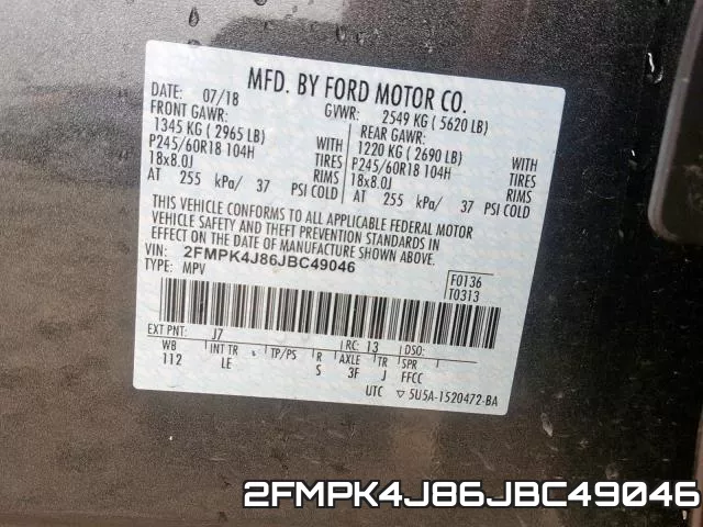 2FMPK4J86JBC49046 фото 2