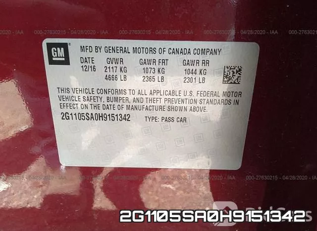 2G1105SA0H9151342 фото 10