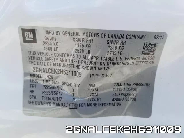 2GNALCEK2H6311009 фото 2