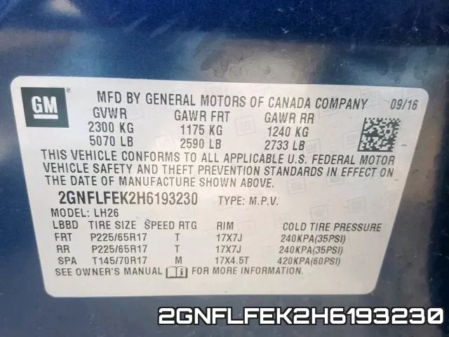 2GNFLFEK2H6193230 фото 2