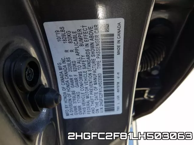 2HGFC2F81LH503063 фото 2