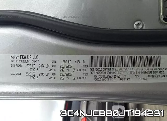 3C4NJCBB0JT194231 фото 10